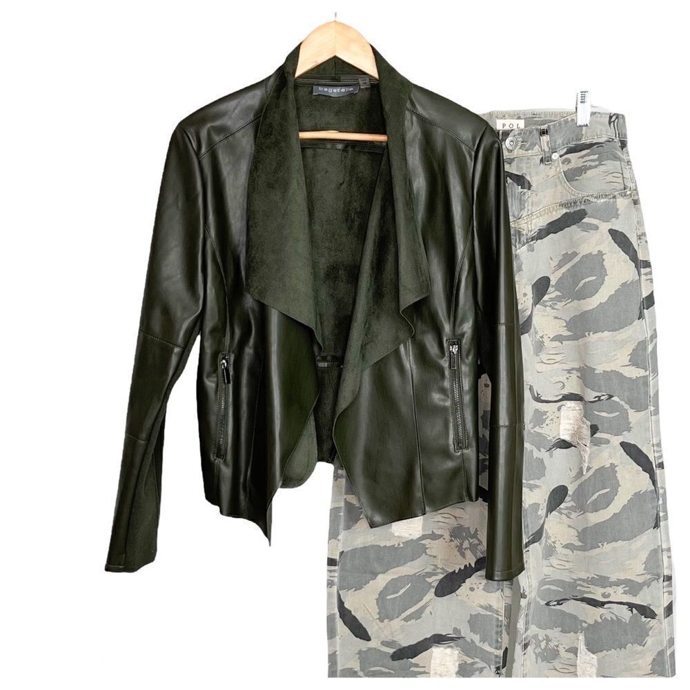 𝅺VEGAN Leather Olive  Jacket - Picture 10 of 10